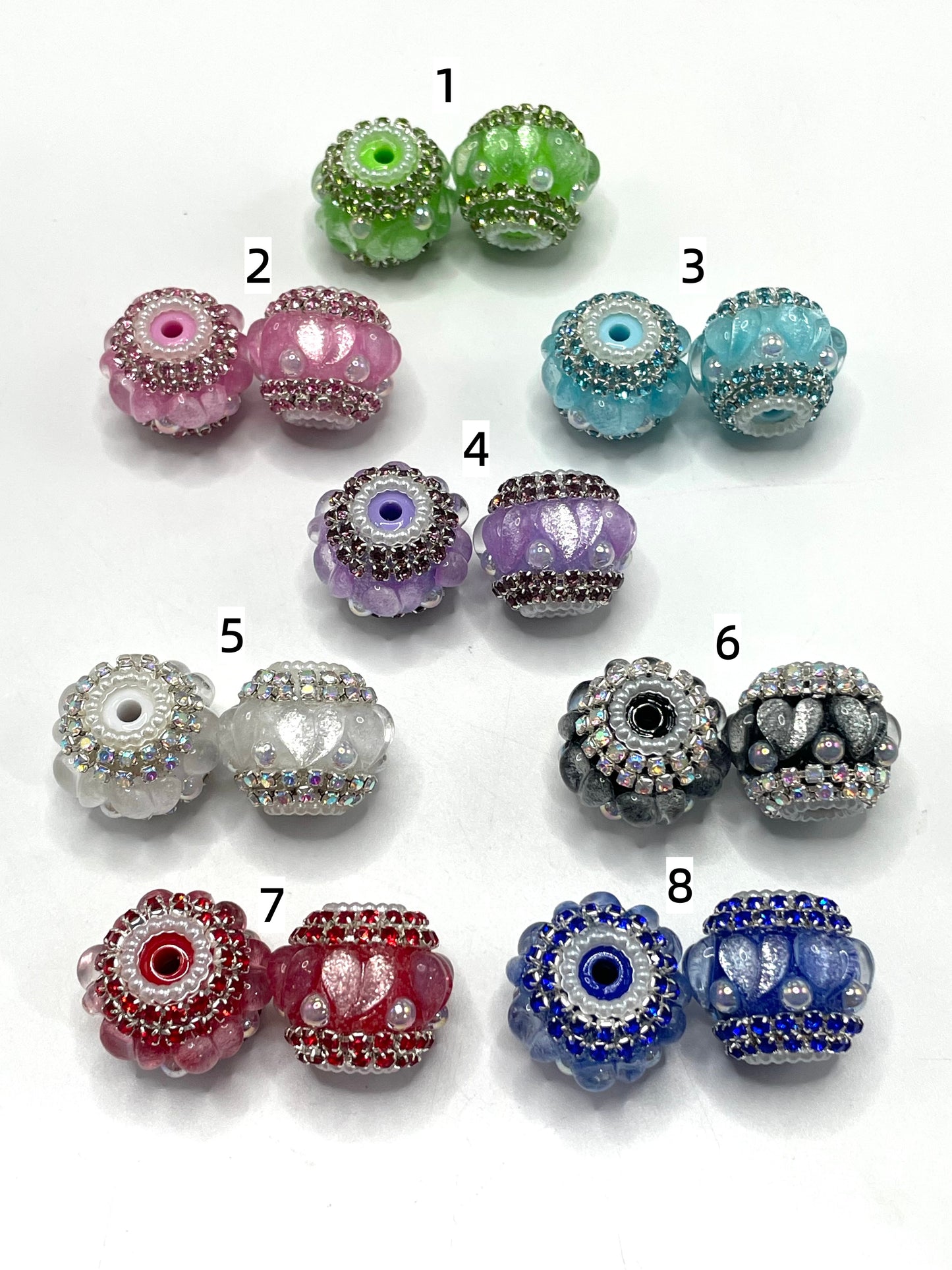 Fancy Beads Heart figure Beads Rhinestone Chain Pearl gasket Spacers Beads Random Mix