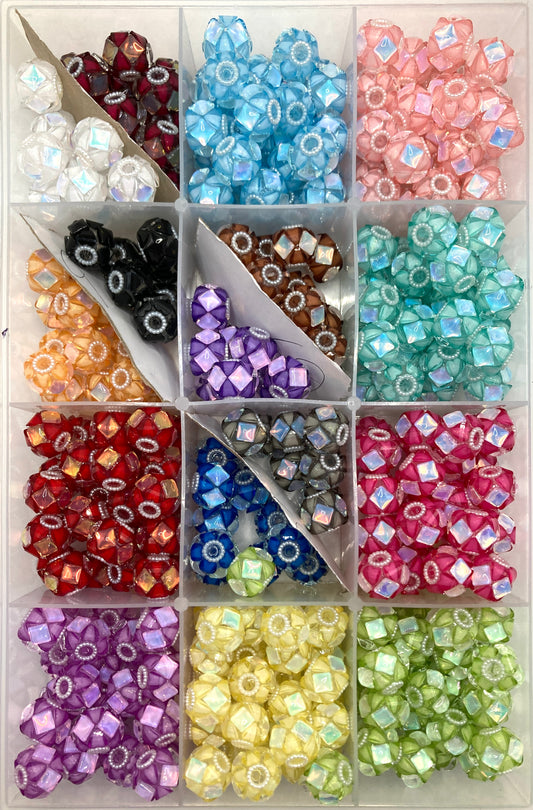 Rhombus mirror Fancy Beads Acrylic heart-shaped beads Pearl gasket beads Random Mix