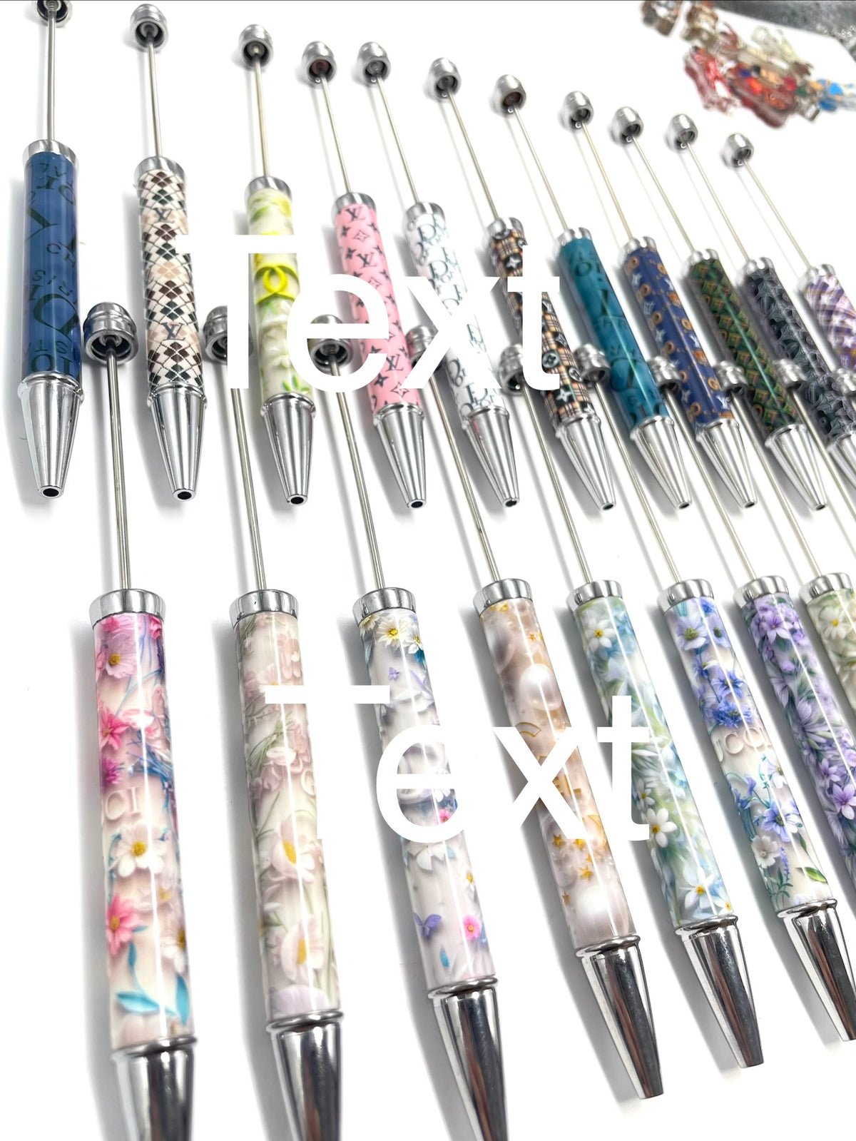 diy beaded beadable pen printed pen princess designer pen