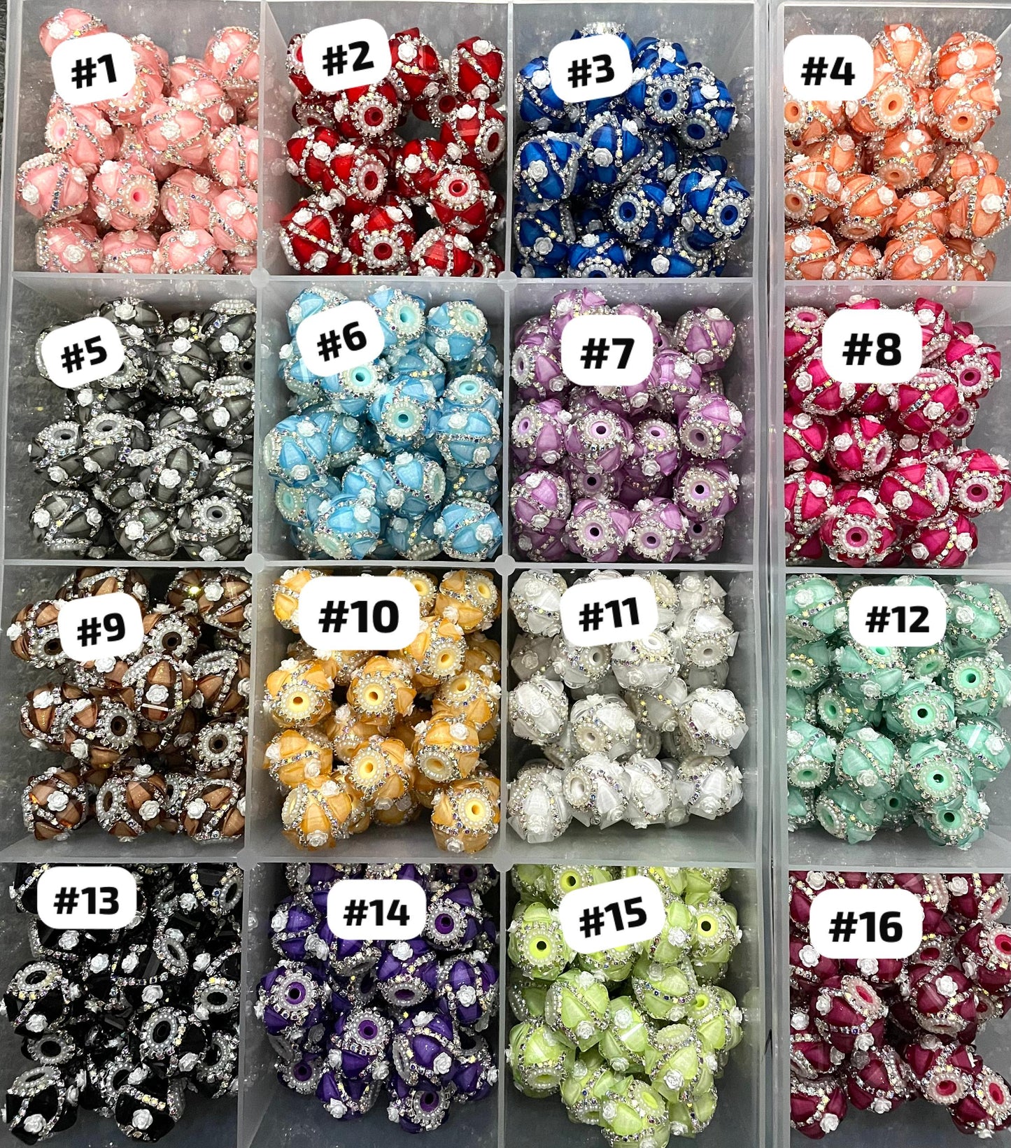 diy beaded beadable lantern fancy heart with flower ornaments with rhinestone chain heart bead with flower fancy beads