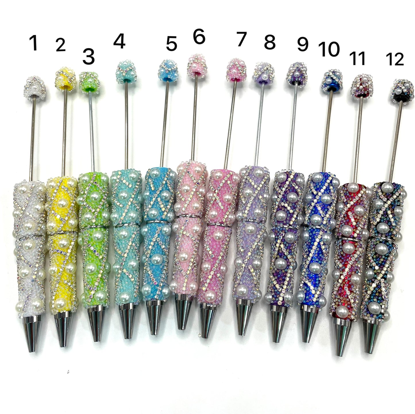 fancy pen diy pen beadable pen ornaments with pearl and bubble and rhinestone chain