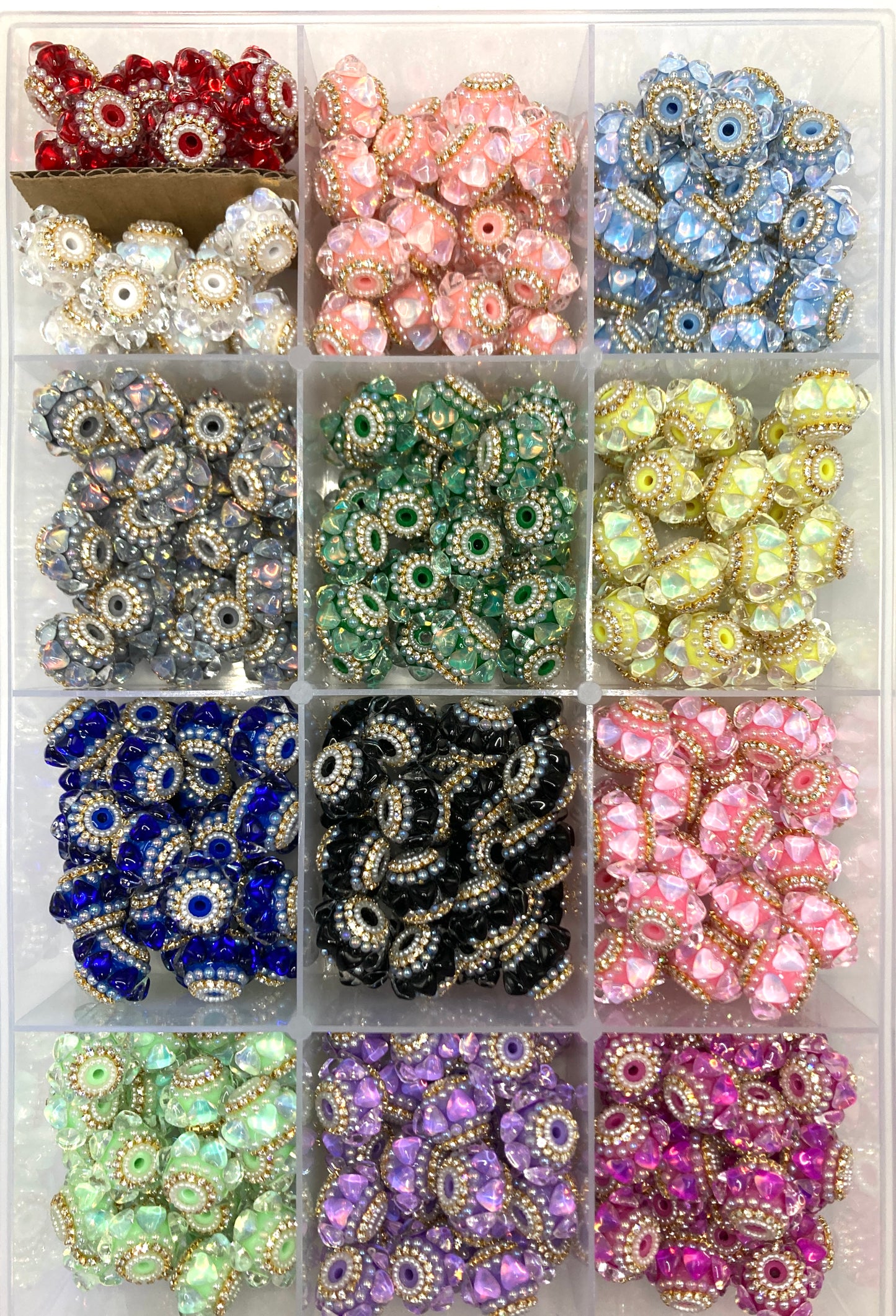 Fancy Beads Heart Chain Pearl gasket Bubble Golden chain 20mm Random Mix