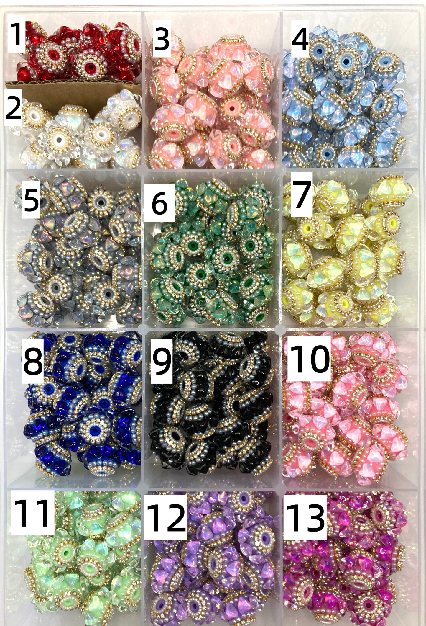 Fancy Beads Heart Chain Pearl gasket Bubble Golden chain 20mm Random Mix