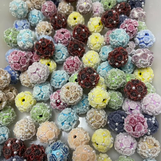 hard flower with pearl random mixed