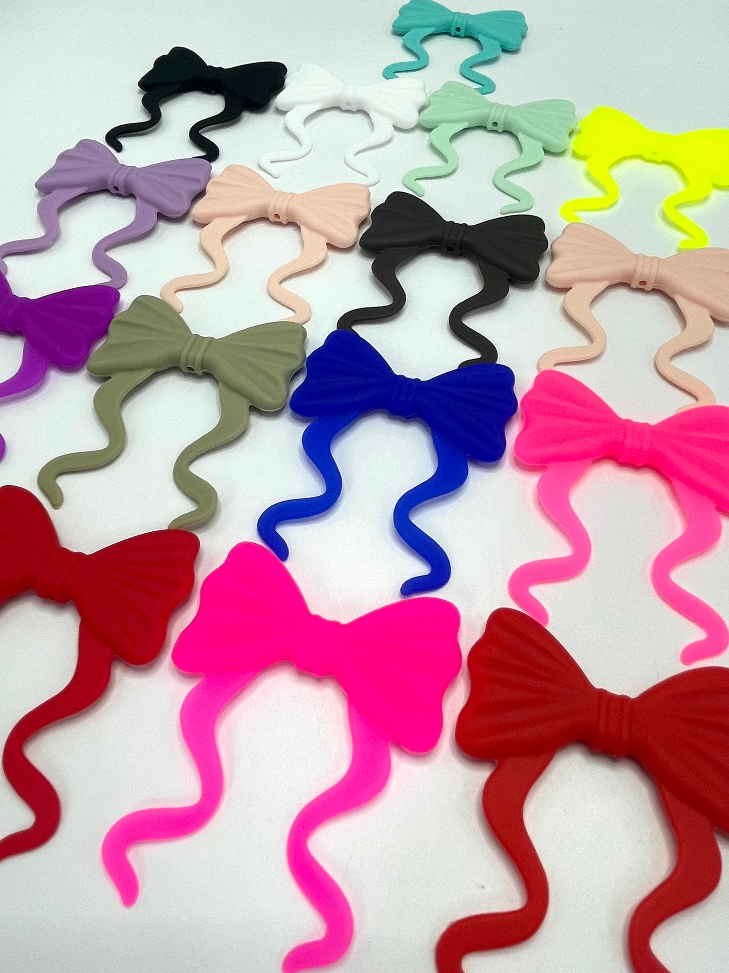 Soft silicone beads Silicone ribbon bow tie Neon color scheme Silicone gel 60mm