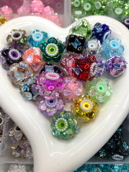 Fancy Beads Acrylic heart beads Butterfly beads Pearl gasket mirror  Random Mix