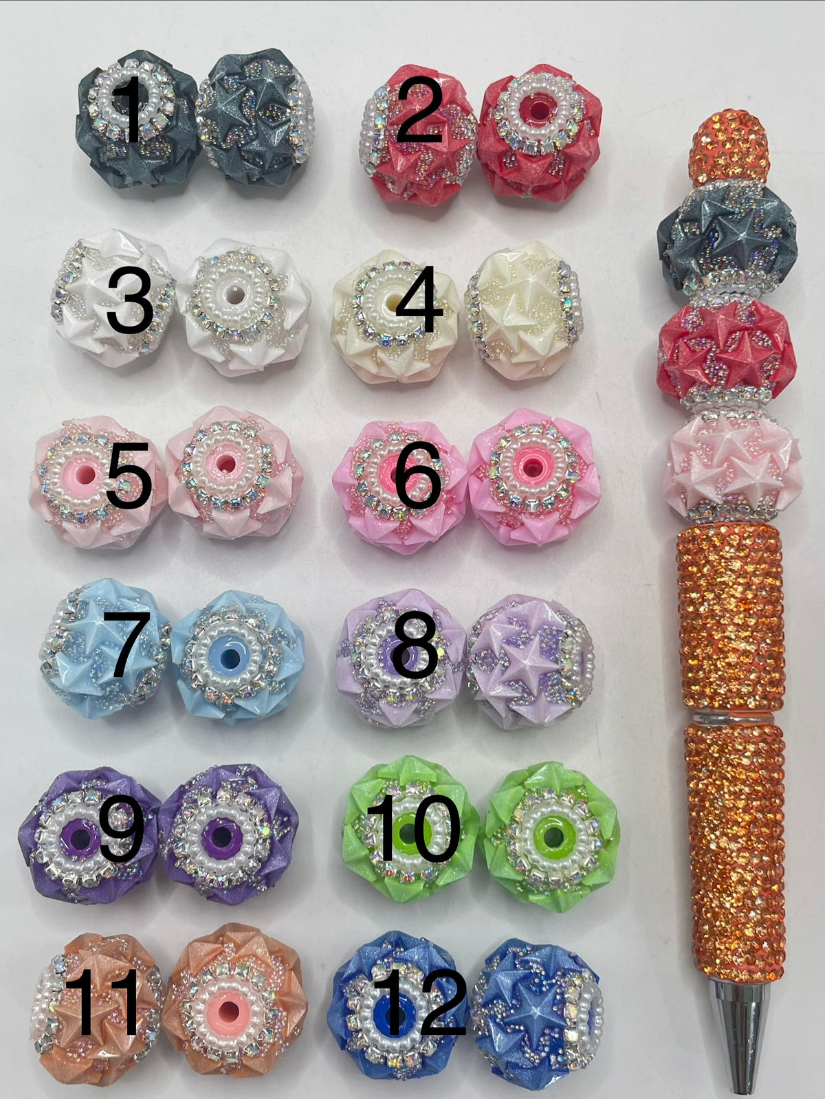 star beads with silver chain fancy beads