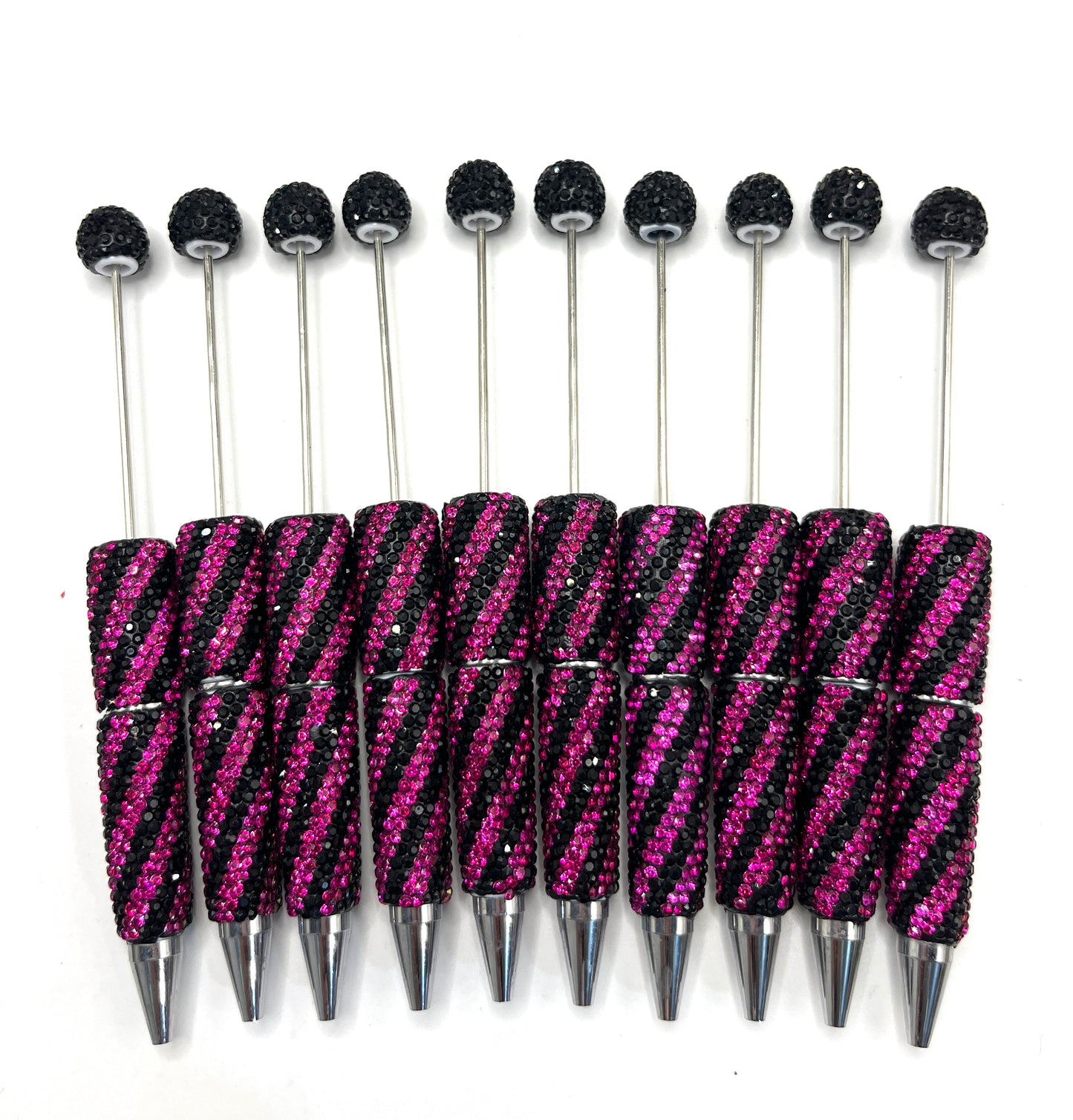 Diagonal strip fancy rhinestone pen Christmas vibe colors  pen colored ,random mix