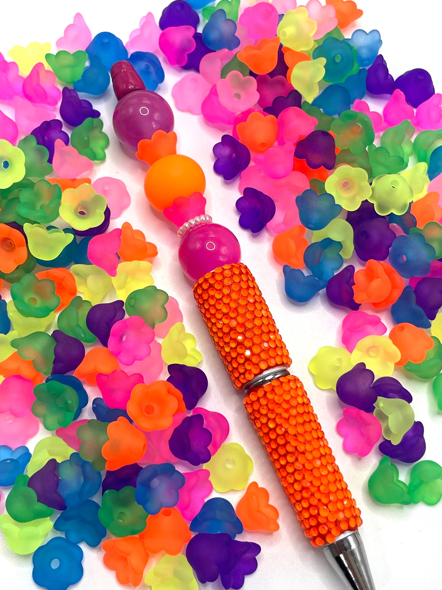 Beaded beads Gasket spacers Neon Matte Acrylic flower spacer beads 12mm