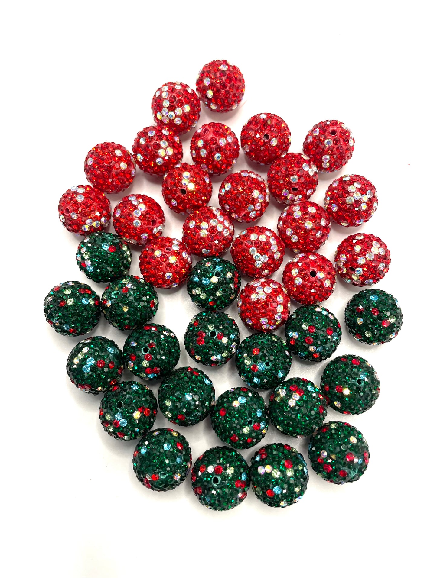 fancy Christmas Clay rhinestone bead  drill ball 16mm Random Mix