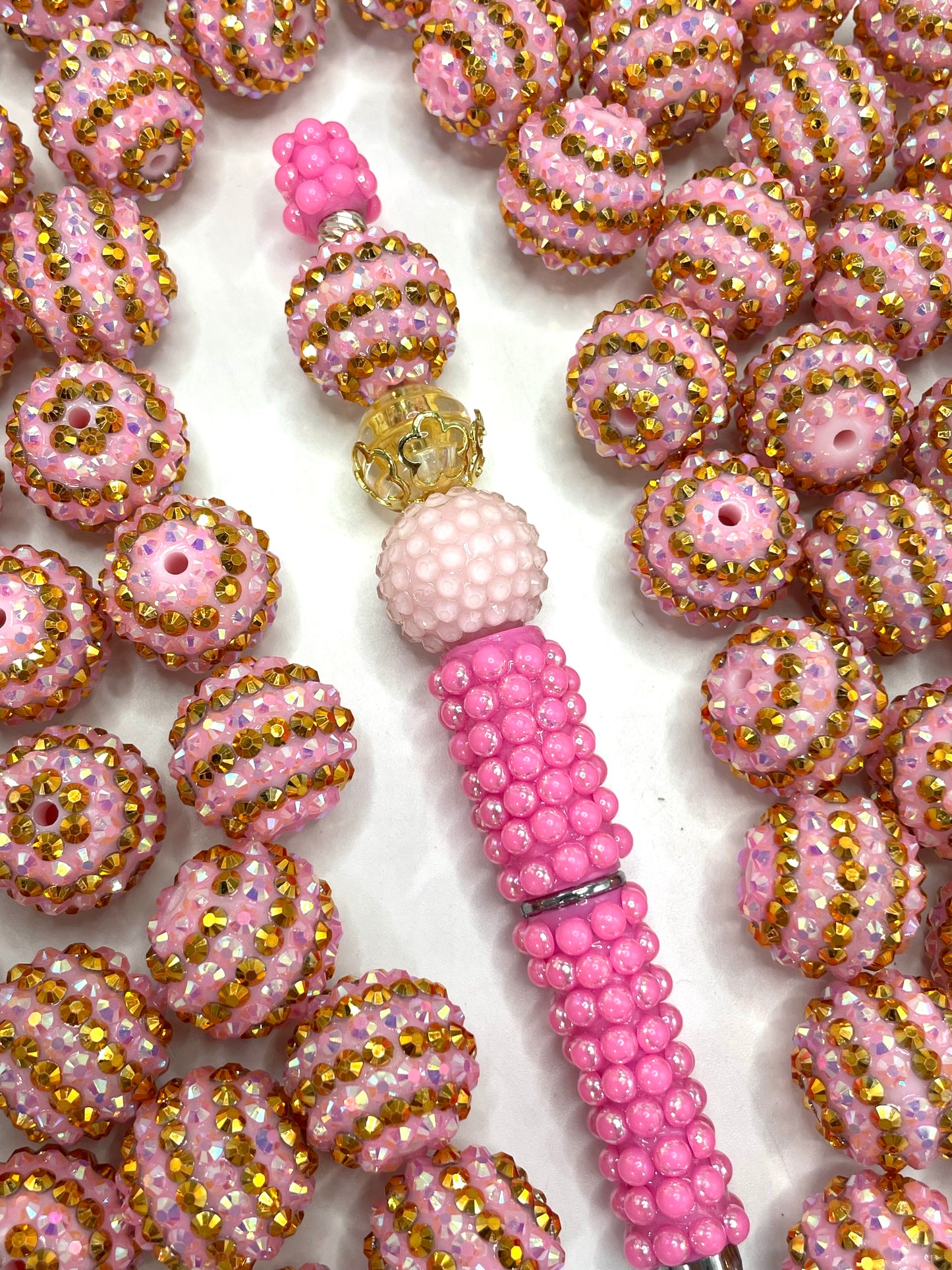 Rhinestone Acrylic Stripe Beads, Solid Color Rhinestones Random Mix,20mm