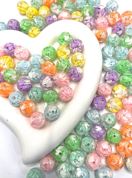 16mm heart bead acrylic heart bead colorful heart luminous bead random mixed