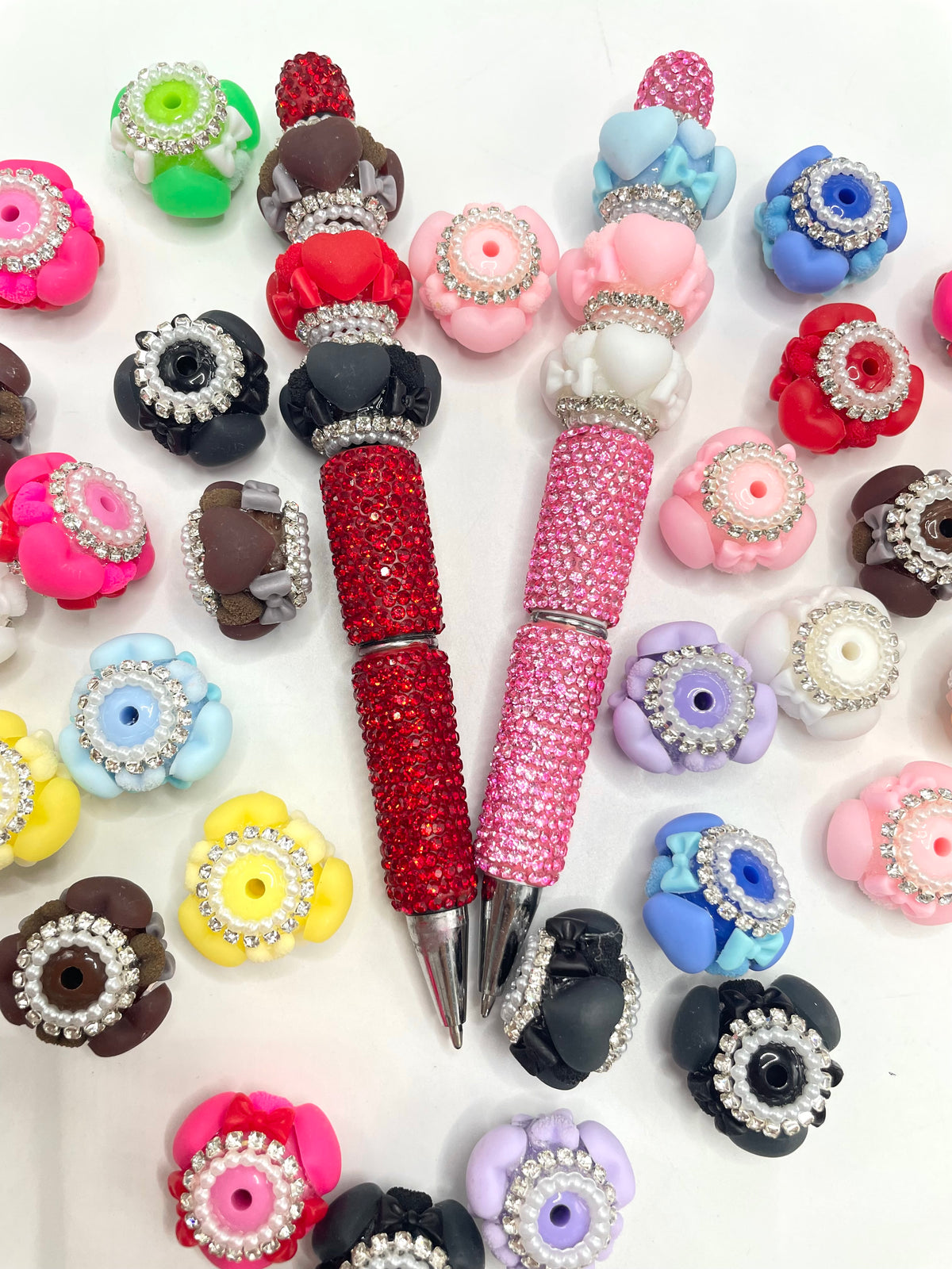 matte heart and fuzzy heart fancy beads random mixed