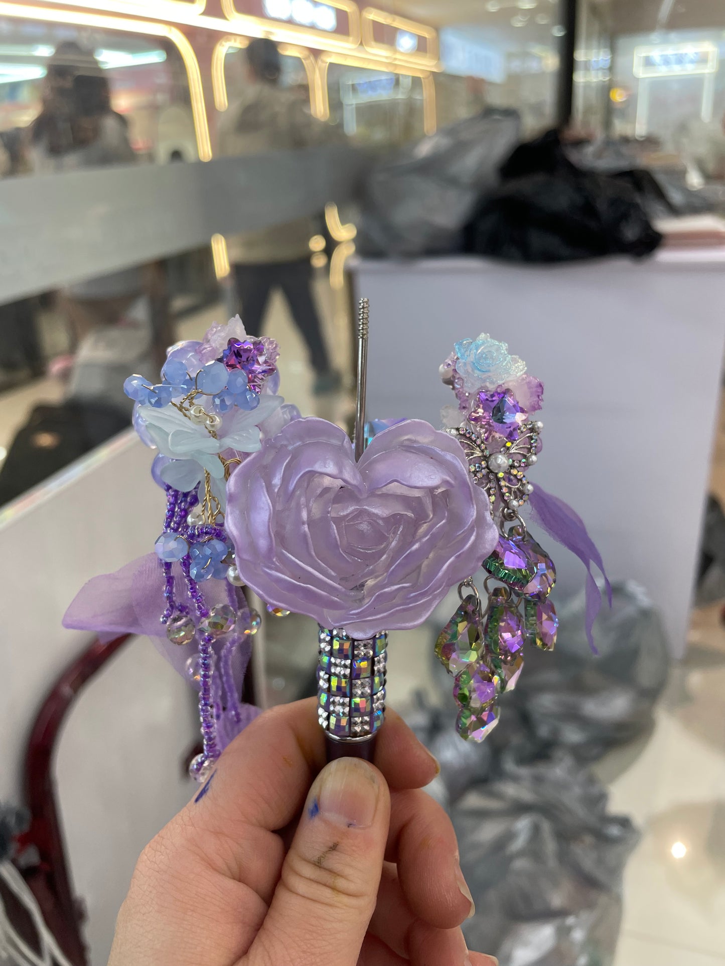 fancy beads ornaments with resin heart crystals flower moon base beads