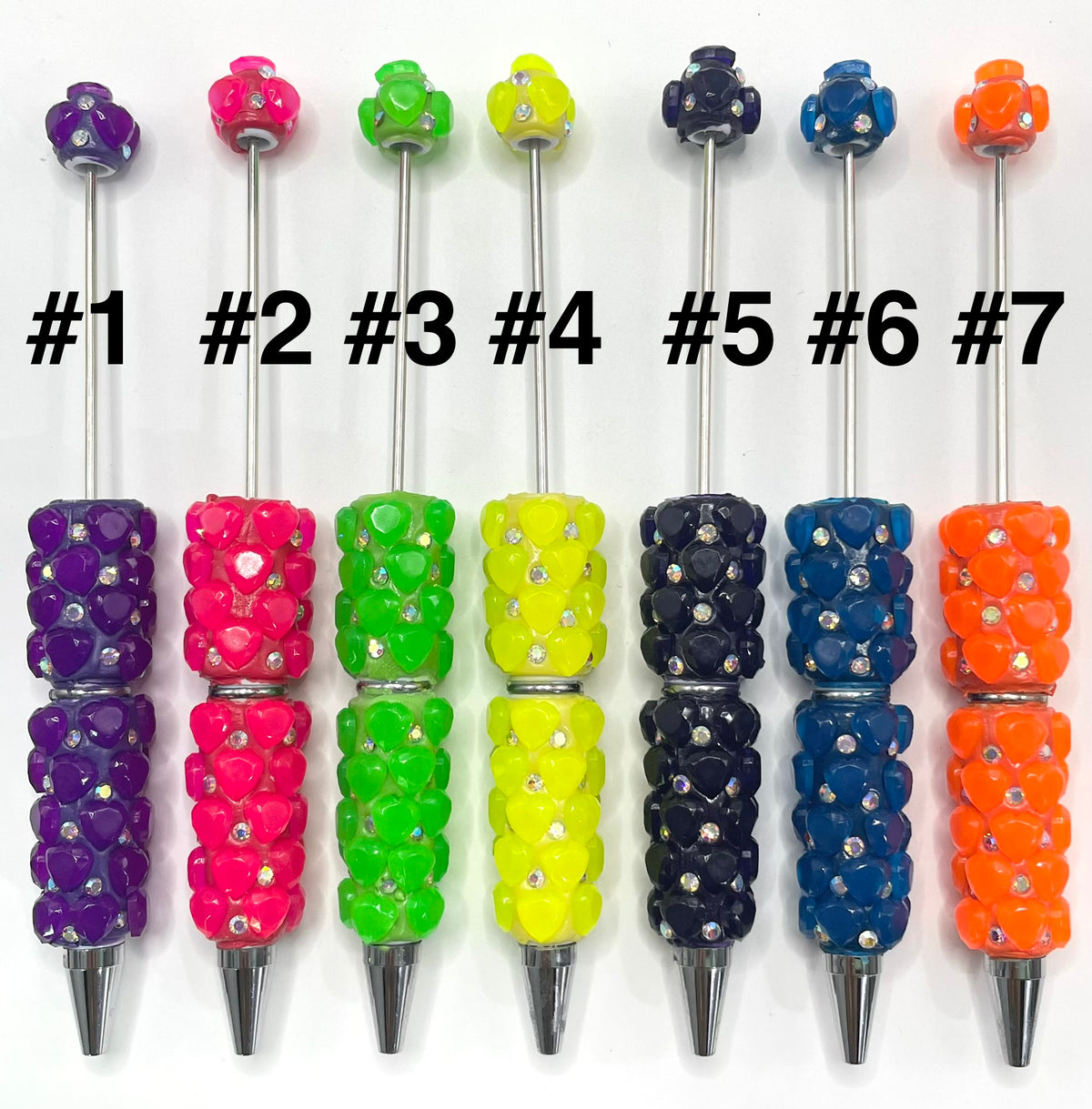 Neon Fluorescent color Heart and bubbles Clay DIY Bead Pen Random Mix