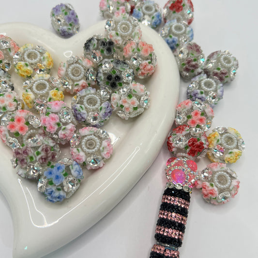 Flower beads rhinestone flower beads rose flower bead rose beads random mixed