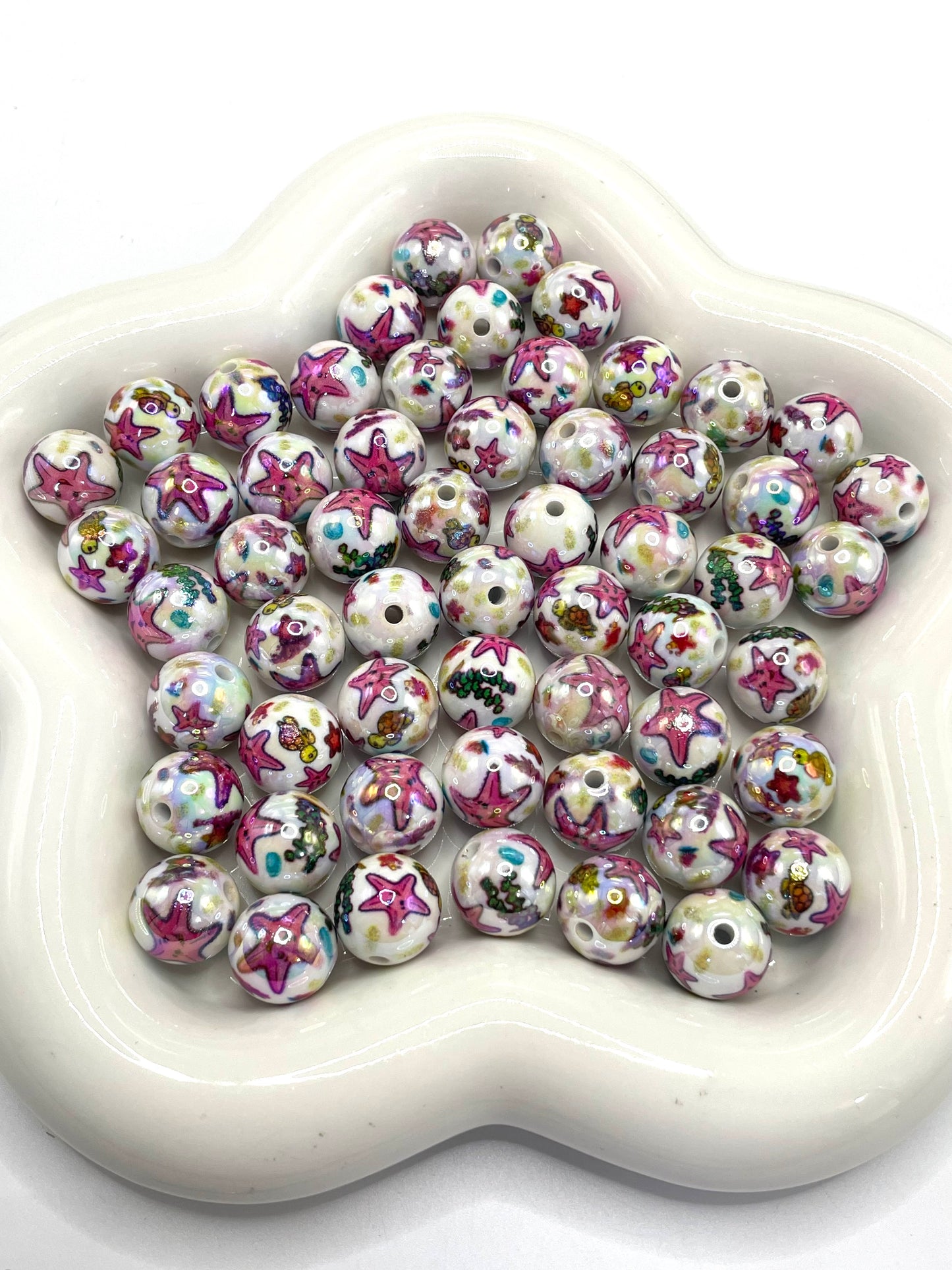 Acrylic beads Starfish beads Seagrass Shell-patterned beads 16mm