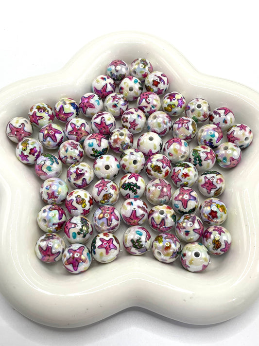 Acrylic beads Starfish beads Seagrass Shell-patterned beads 16mm