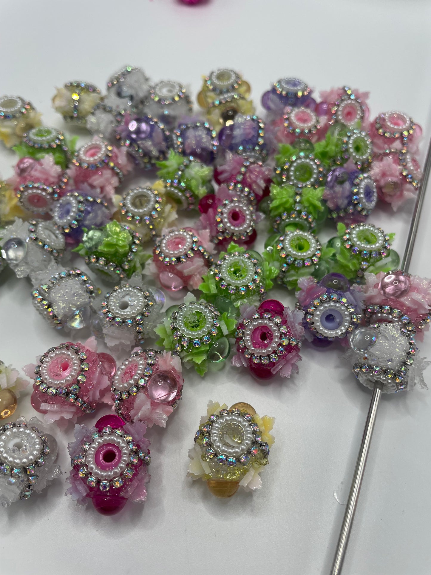 Butterfly beads with bubble silver chain fancy beads