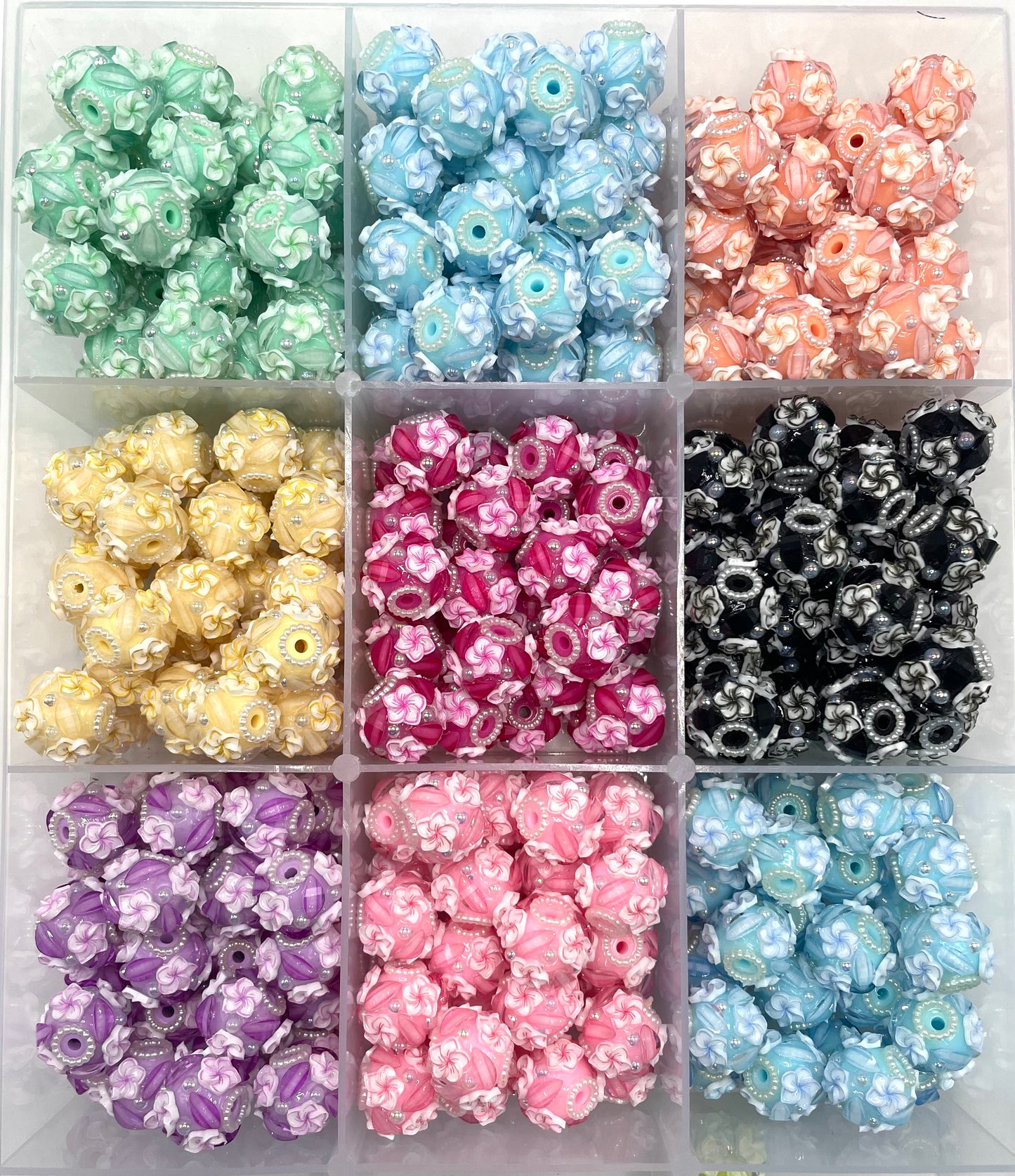 Clay beads Morning glory Bubble Pearl gasket Acrylic flower petal pieces Random Mix