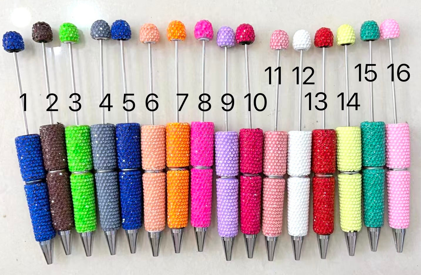 Suplier one-3 different styles Diy beaded beadable jelly rhinestone neon colors Clay pen neon pen Neon color Rhinestone DIY Colorful Clay Writing Tools Random Mix