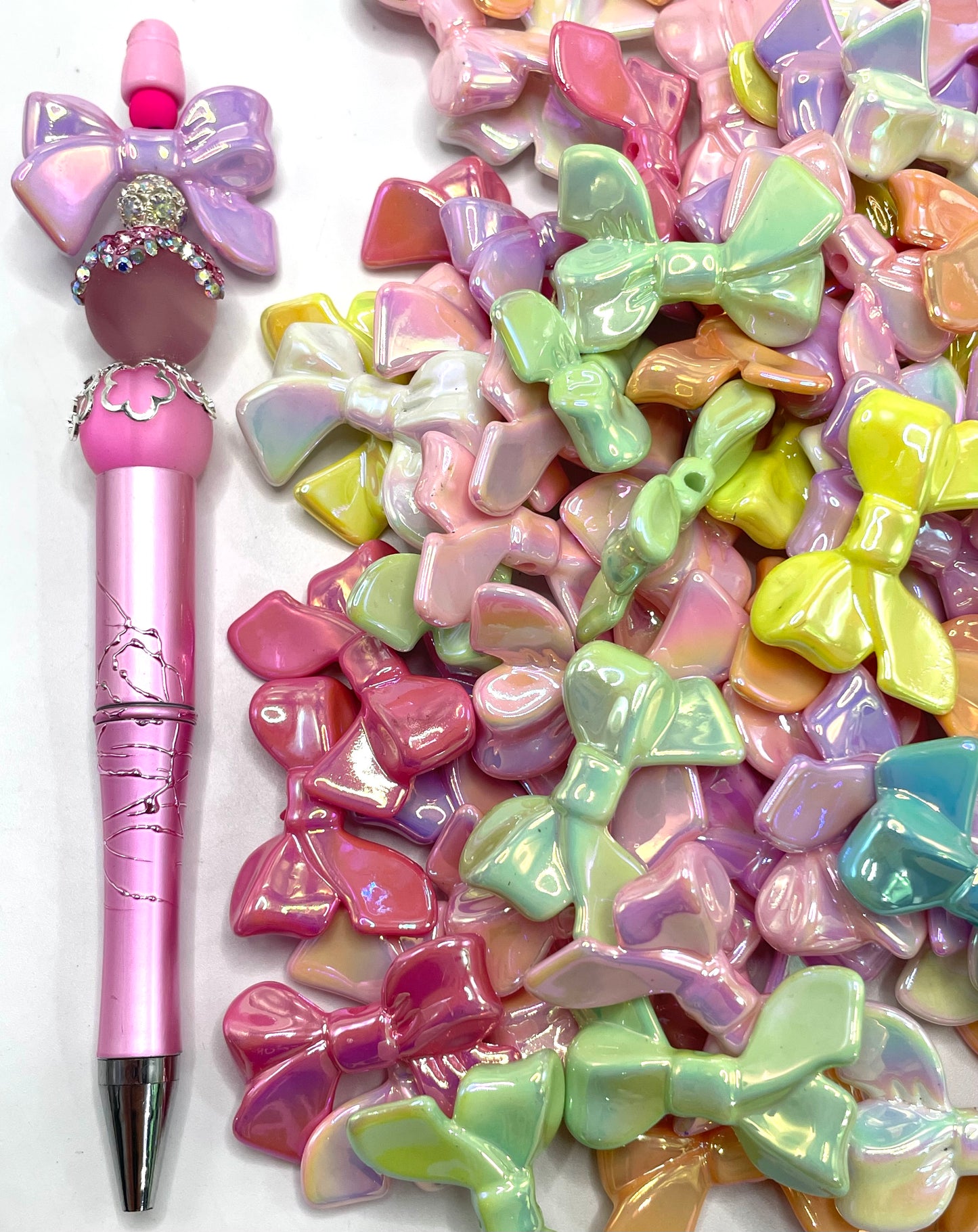 Acrylic bow uv DIY Beading Acrylic ribbon bow 32mm Random Mix