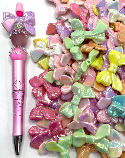 Acrylic bow uv DIY Beading Acrylic ribbon bow 32mm Random Mix