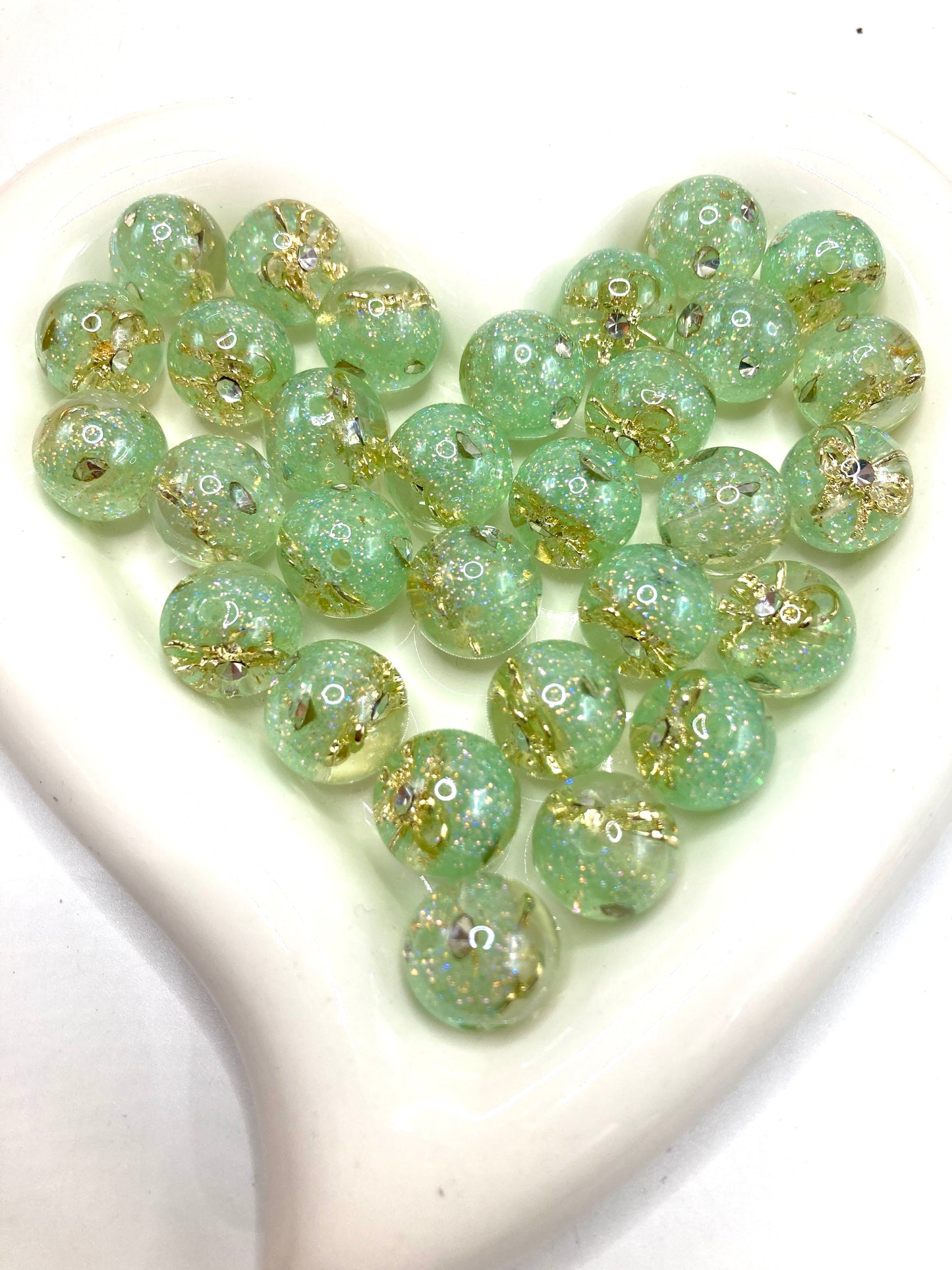 Acrylic beads Embedded with gold foil bows and rhinestones glitter Acrylic DIY Beads 16mm Random Mix
