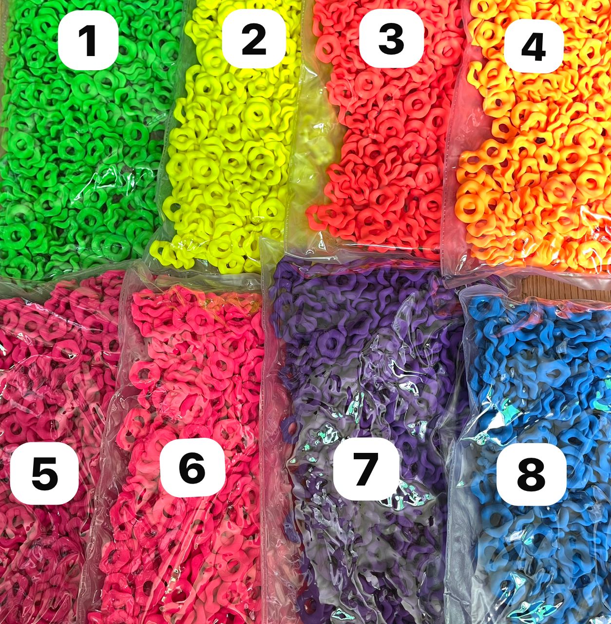 Matt Frosted Wave Shape Acrylic Spacer Beads And Solid Color,Neon color scheme Random Mix,15mm