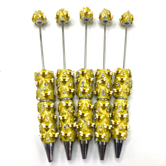 DIY Bead Pen Bees' Honeycomb Pencil Yellow bees Bees and Flowers Random Mix