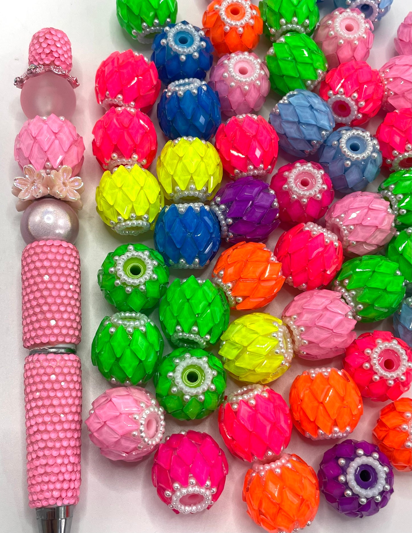 Fancy Beads Neon Checkerboard beads Pineapple beads Rhombus Mirror Bubbles and pearl gaskets Beads
