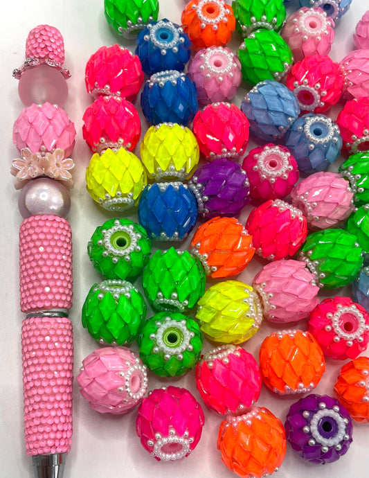 Fancy Beads Neon Checkerboard beads Pineapple beads Rhombus Mirror Bubbles and pearl gaskets Beads