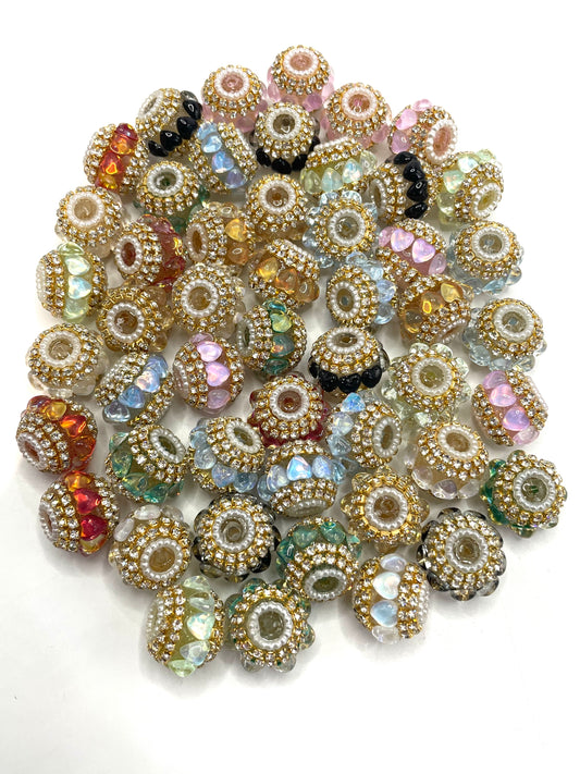Fancy Beads Heart Chain Pearl gasket Bubble Golden chain 20mm Random Mix
