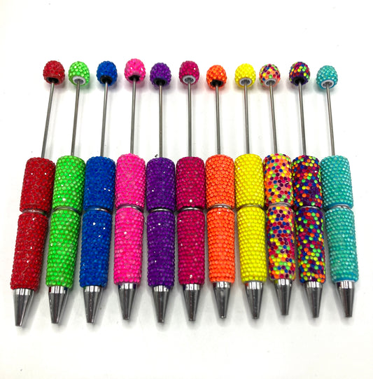 beaded beadable jelly rhinestone neon colors Clay pen neon pen Neon color Rhinestone DIY Colorful Clay Writing Tools Random Mix