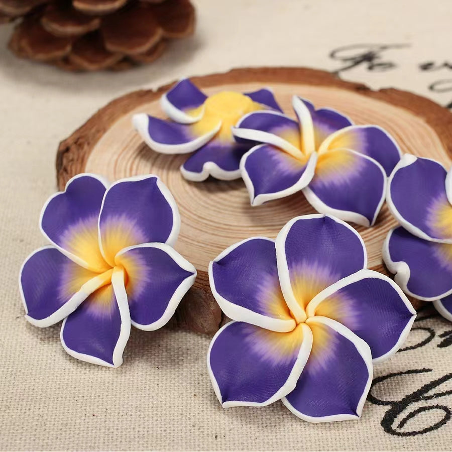 Multicolor colorful  Fancy Bead Polymer soft Clay Frangipani Flower Beads Series,35mm