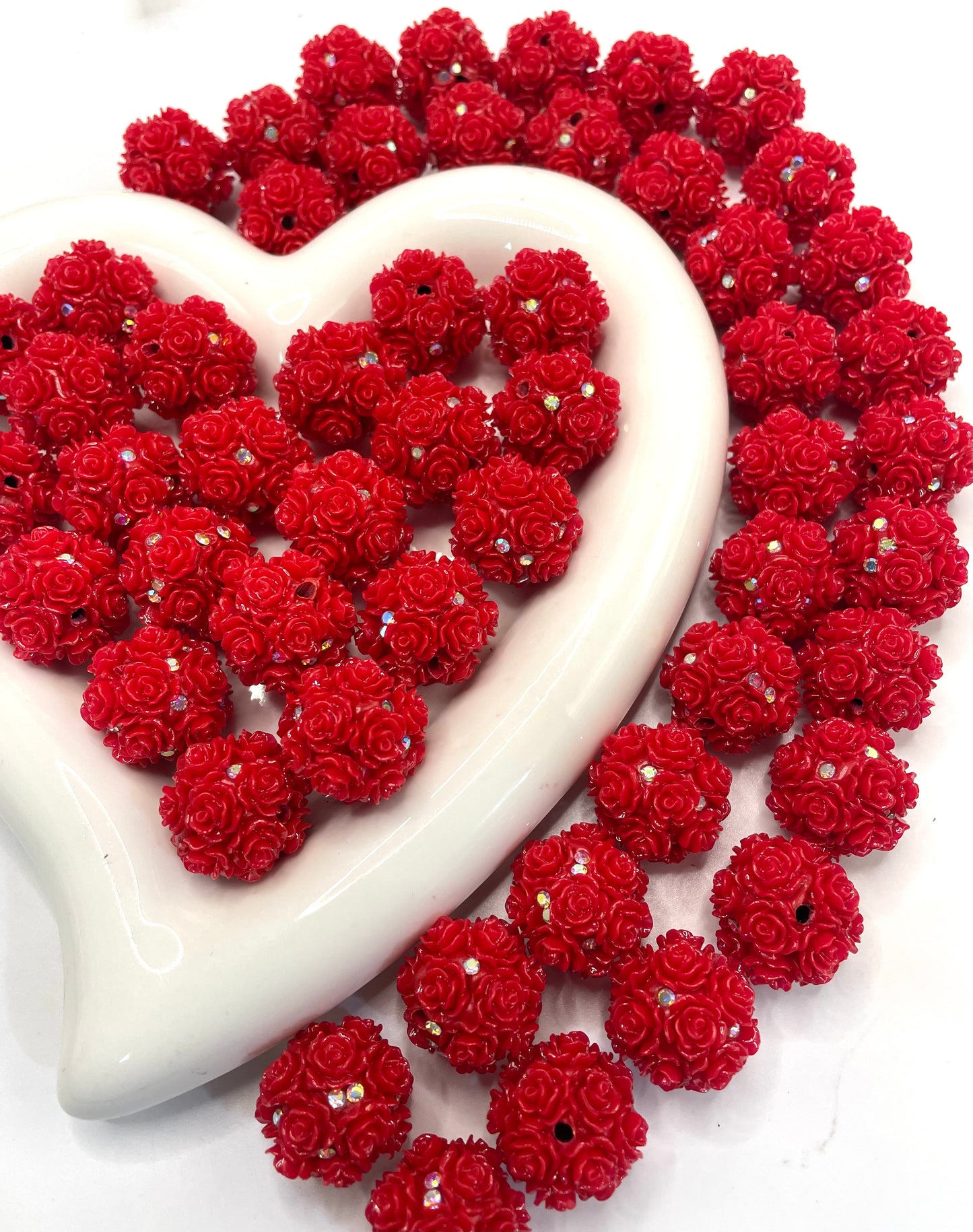 Flower bead Colorful flowers with rhinestones Clay rose flower beads for Christmas 20mm Random Mix