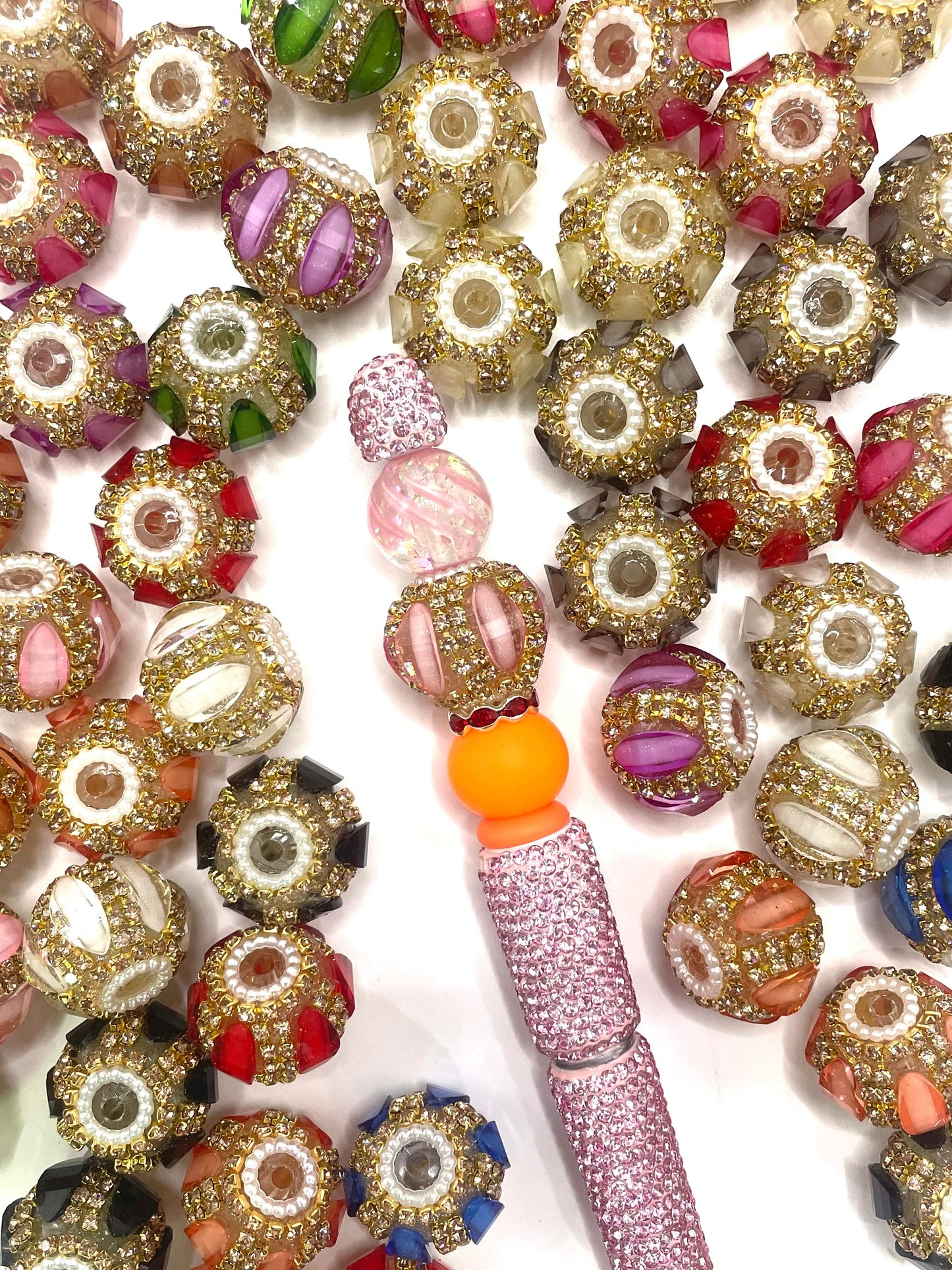 Pumpkin beads Golden Chain Pearl gasket Acrylic pumpkin Double chain beads Random Mix 20mm