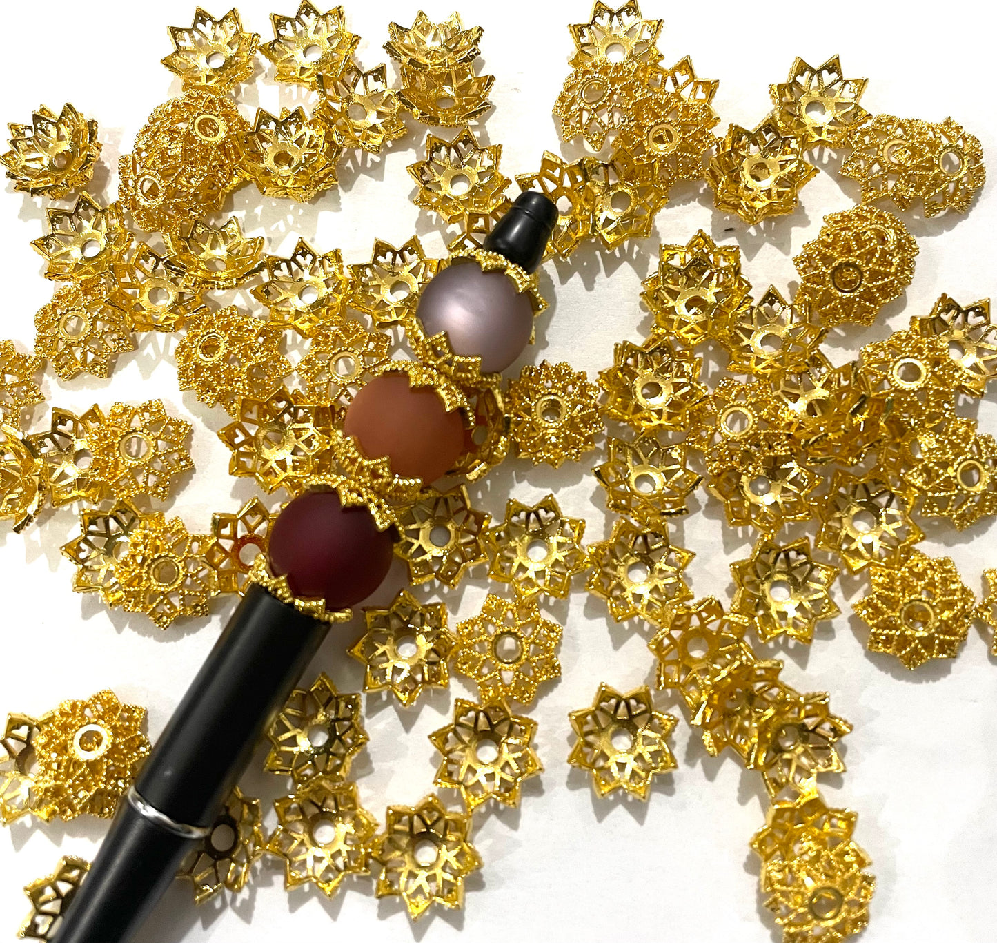 ONDER LIFE MART
fancy spacer fancy Rhombus shape bead cap metallic bead cap spacer gold silver