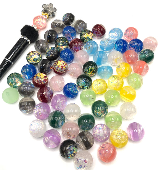 Acrylic bead foil gold beads shell bead 16mm random mixed