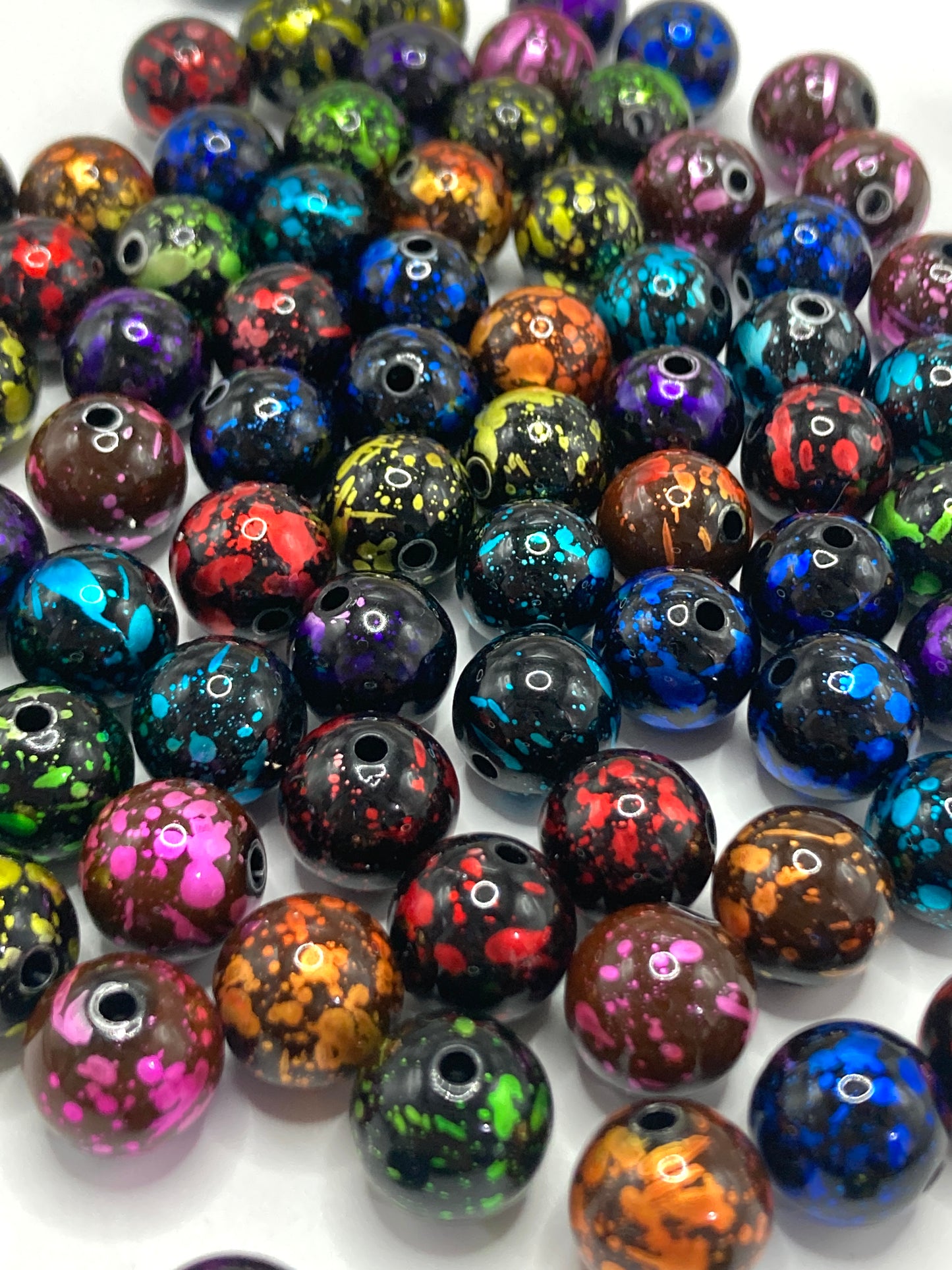 Acrylic beads Painted beads Paint beads Color ink painting Lively beads 16mm Random Mix
