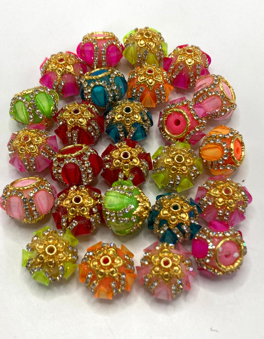 Fancy Beads  Gold Chain Rhinestone Pumpkin beads Gold washer spacers Beads 18mm
