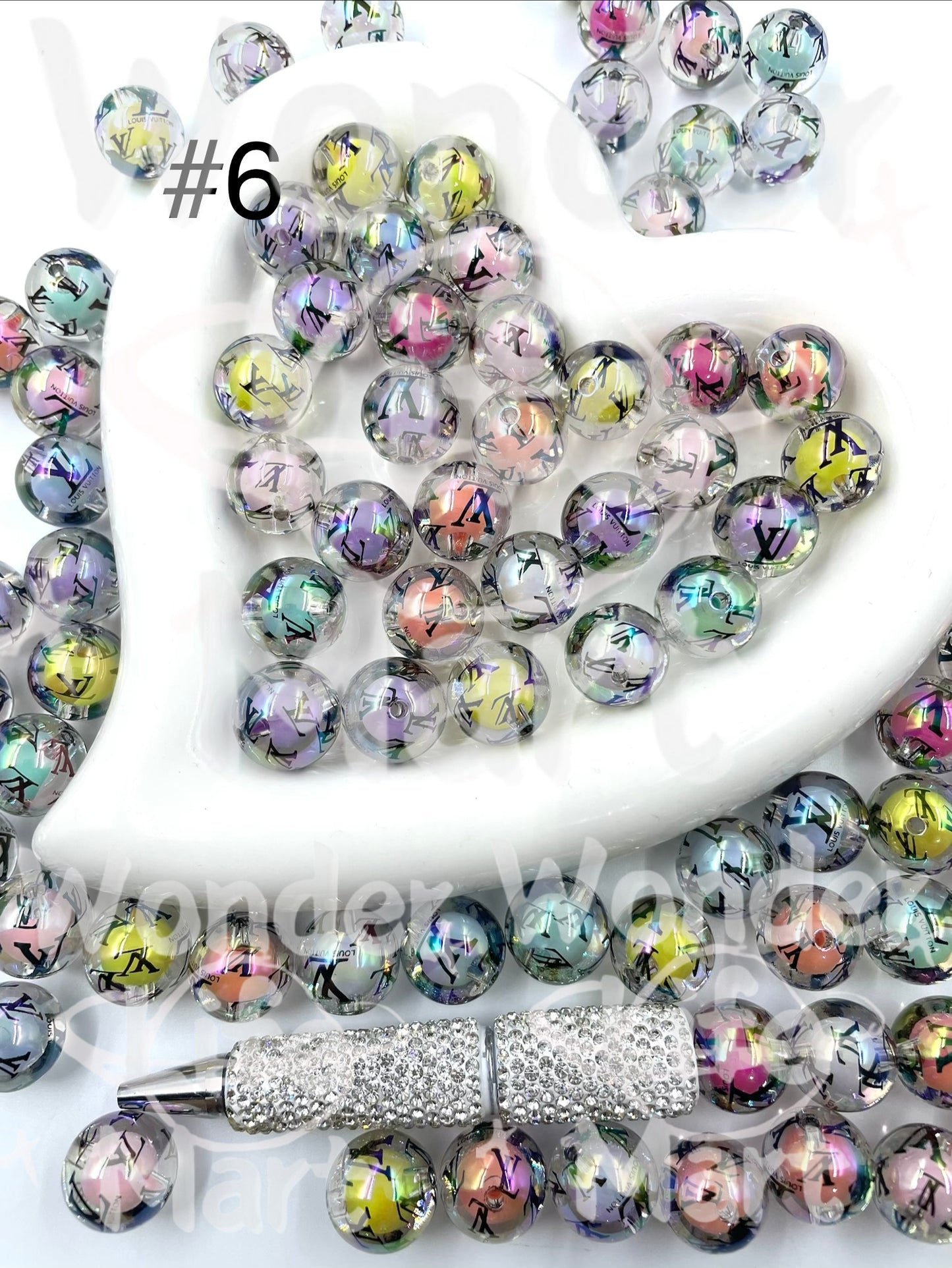 Acrylic beads Fashion trend symbol Trendy beads Brand beads logo Beads 16mm