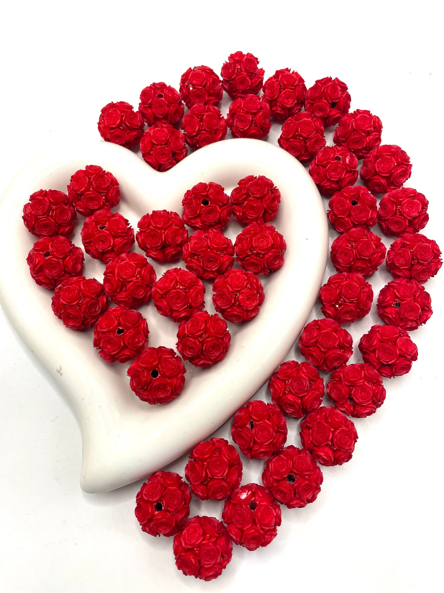 DIY soft rose flower beads ornament with rhinestone beaded beadable flower colored