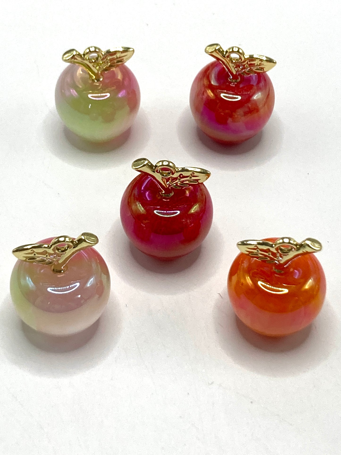 Acrylic fruit beads Metal leaves glitter ombre Apple DIY UV Fruits Pendant Random Mix 25mm