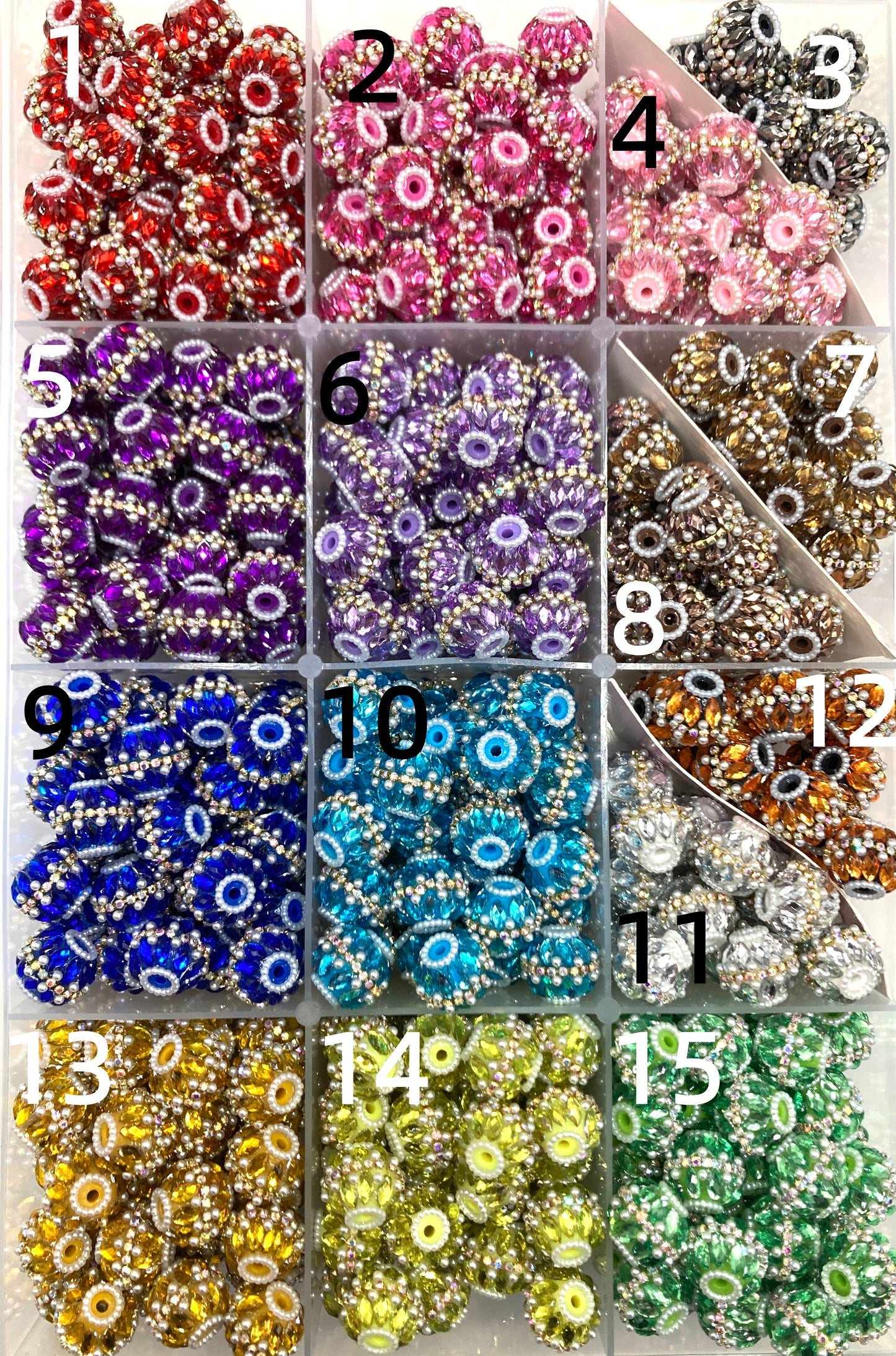 Fancy Beads Upright and inverted rhombic crystals Golden Chain mirror uv Bubble Beautiful beads 20mm Random Mix