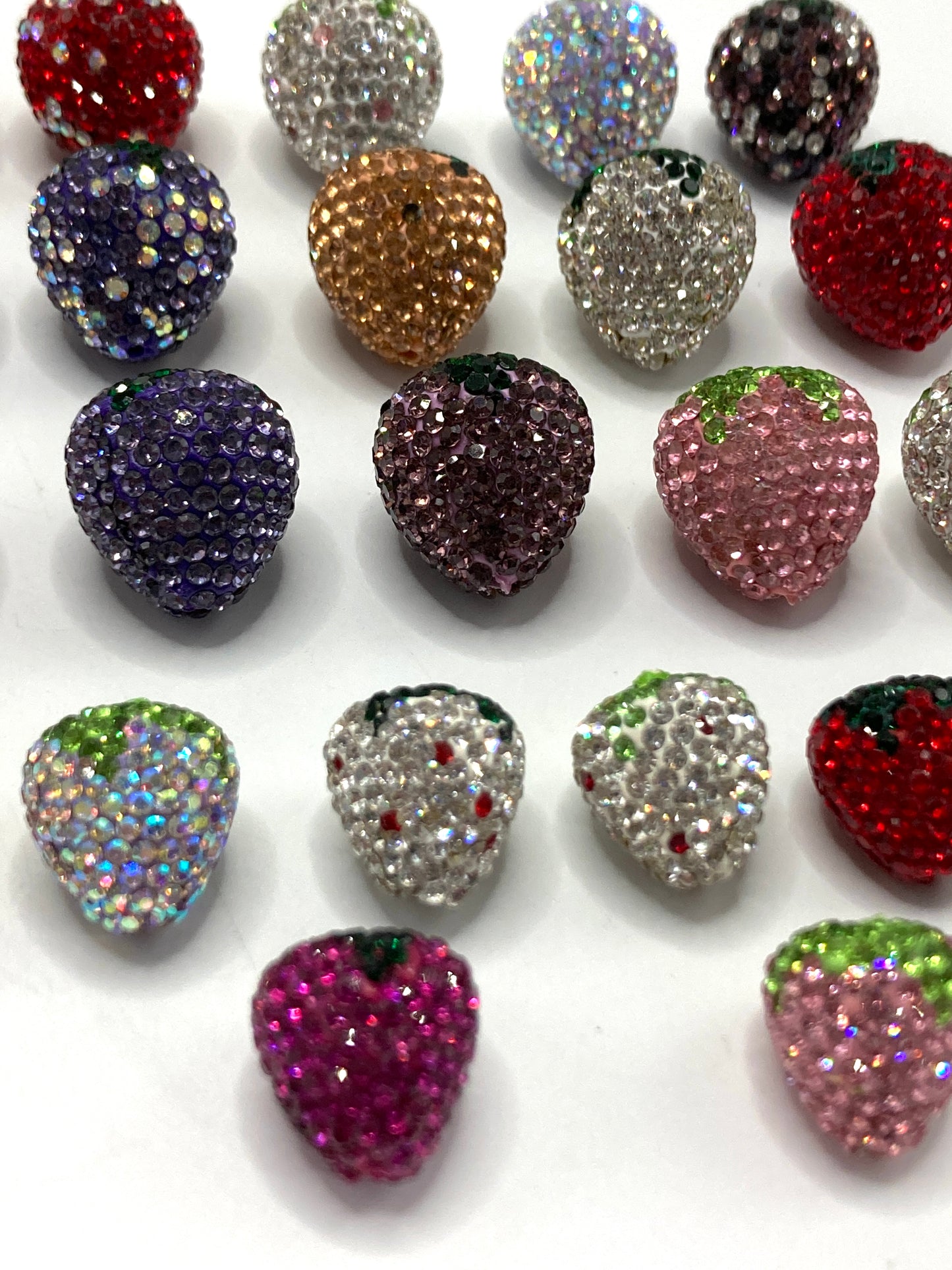 Strawberry Clay Beads  And  Rhinestones,Random Mix,16mm by 20mm