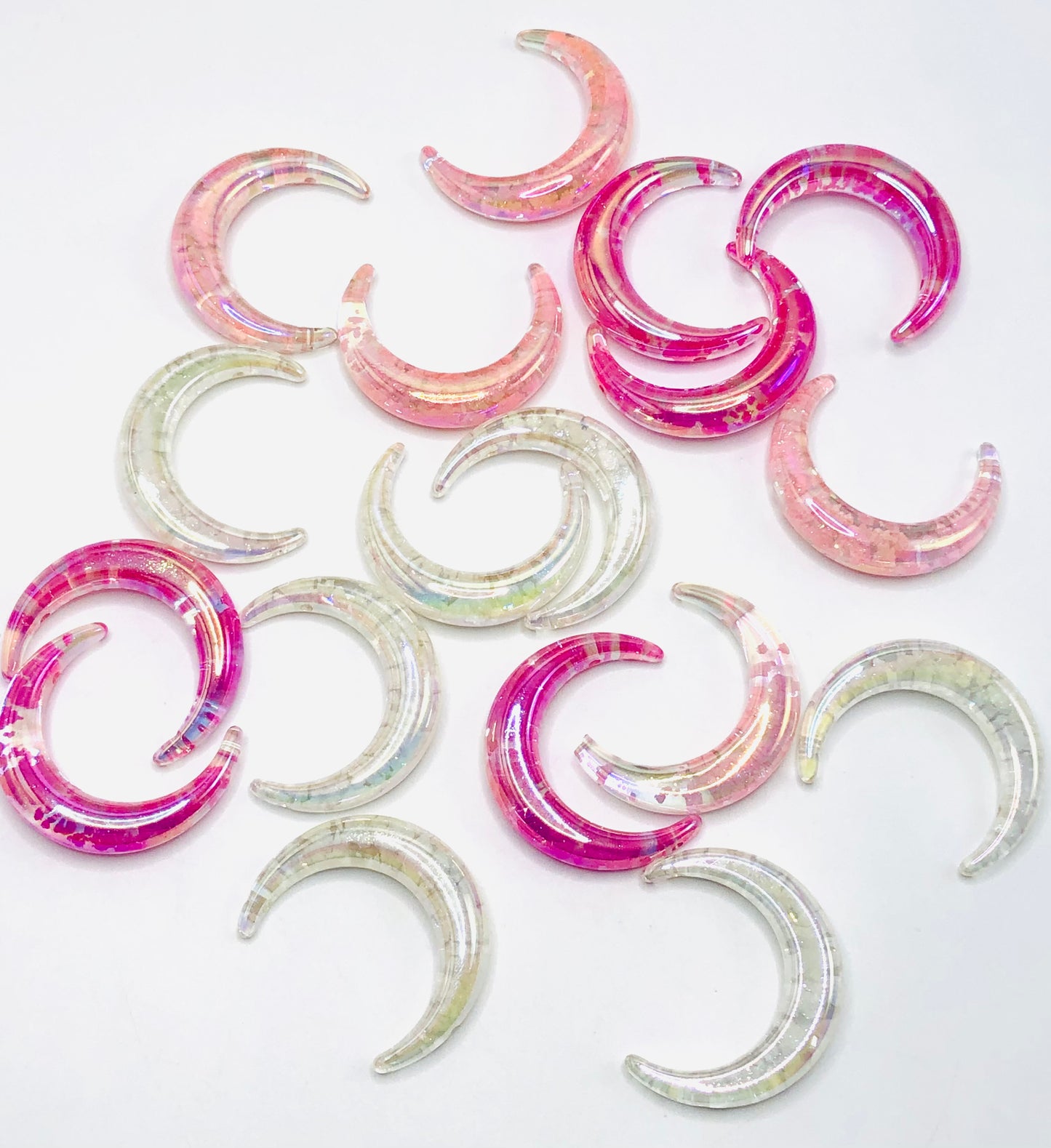 Glitter Cloud and Clear UV Color Moon Acrylic Beads,Random Mix,46mm