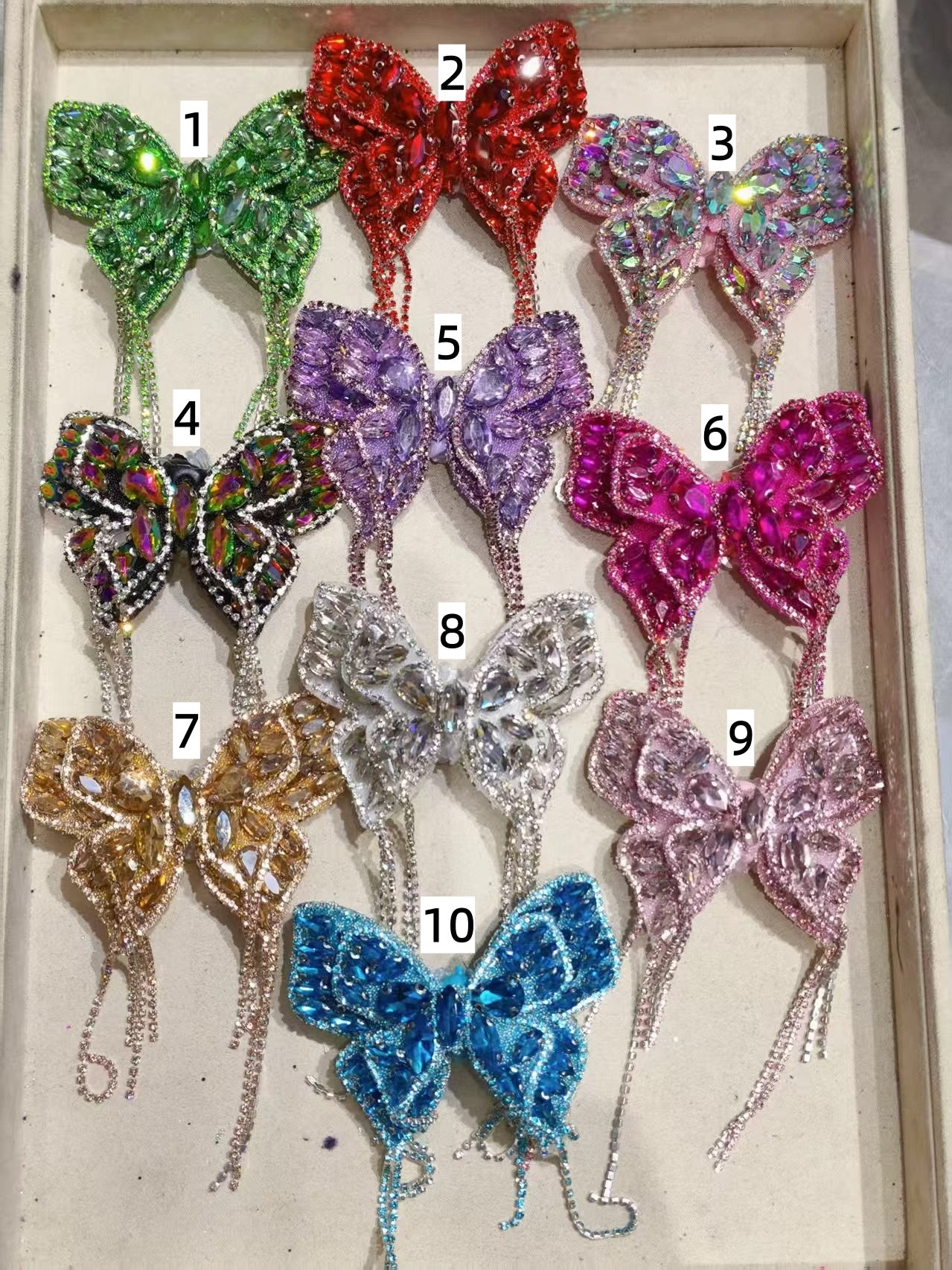 Big butterfly Mirror Beads Rhinestone Chain pendant Encircling chain butterfly Beads