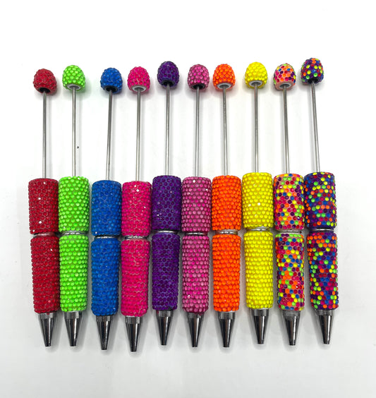 beaded beadable jelly rhinestone neon colors Clay pen Neon color Rhinestone DIY Colorful Clay Writing Tools Random Mix
