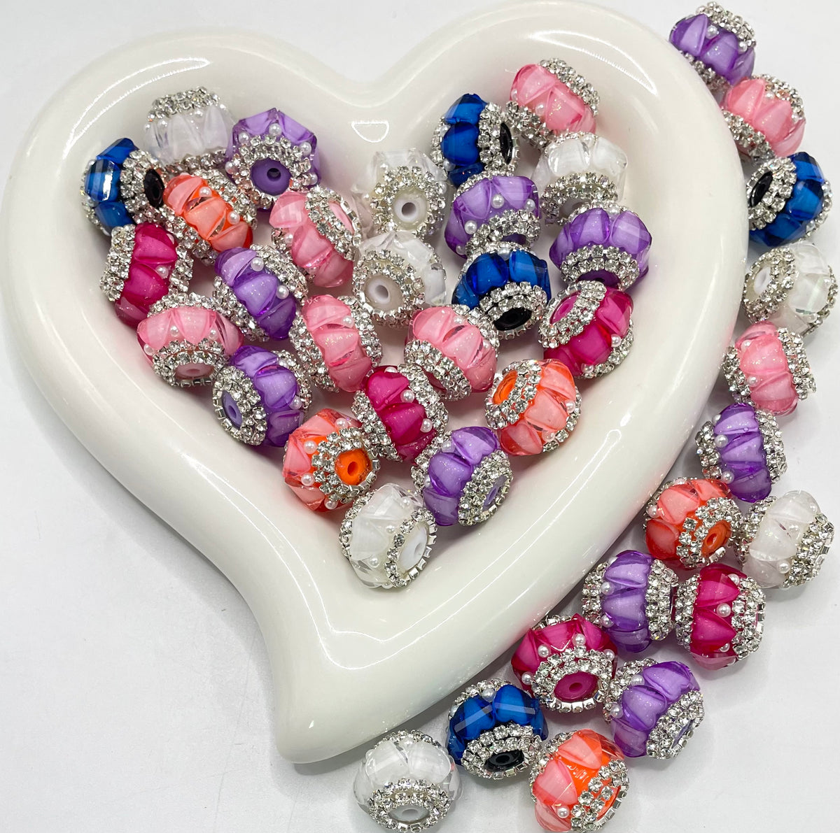 acrylic lantern heart Chain Pearl Heart-shaped rhinestone Bead Random Mix 19mm
